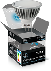 Лампа MR16 5W GU5.3 AC220-240V 4100K диммируемая