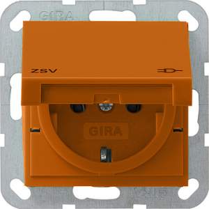 041602 Розетка с зазем конт крышк и надп ZSV Розетки и выключатели/Gira/Gira system 55 серия оранжевый