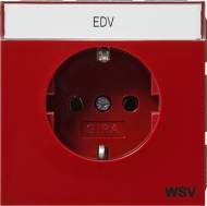 0474119 Розетка с зазем конт поле и надпись WSV Розетки и выключатели/Gira/Gira F100 серия Красный