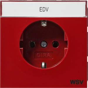 0474119 Розетка с зазем конт поле и надпись WSV Розетки и выключатели/Gira/Gira F100 серия Красный