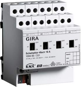 100400 Реле GIRA instabus knx-eib серия KNX/EIB, 4-канальное, с ручным управлением
