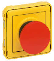 69547 Plexo Мех Кнопка экстренного откл. 1Н.З. контакт (желтая лиц. панель, красная кнопка)