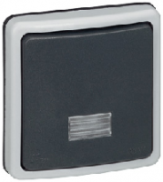 90480 Plexo Серый Переключатель 1-клавишный,встраиваемый,в сборе,10А, IP66