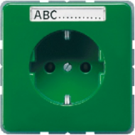 CD520KINABFGN CD 500/CD plus Зеленый Розетка с/з с защитными шторками и полем для надписи