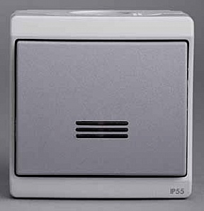 ENN35828 Кнопочный выключатель с подсветкой, о/у, в сборе, серый IP55